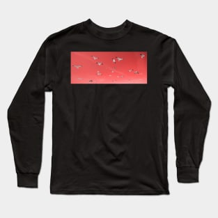 Seagulls in the sky, living coral pantone color 2019 Long Sleeve T-Shirt